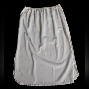 Vintage White Half Slip With Side Slits Lace Trim
